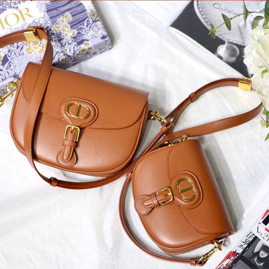 Střední Dior Box Bobby Bag Z Telecí Kůže Dark Tan M9319