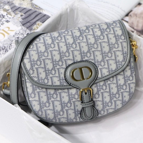 Střední Dior šikmá žakárová Bobby Bag šedá M9319