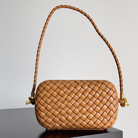 Taška Přes Rameno Bottega Veneta Knot Minaudiere Hnědá B717623