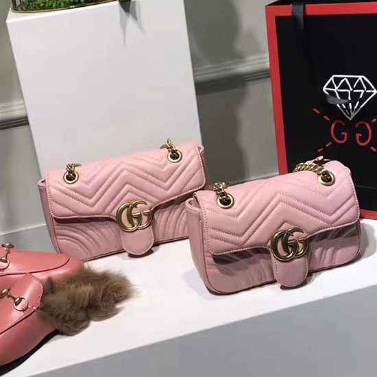 Taška Přes Rameno Gucci Gg Marmont Matelasse Světle Růžová 443497