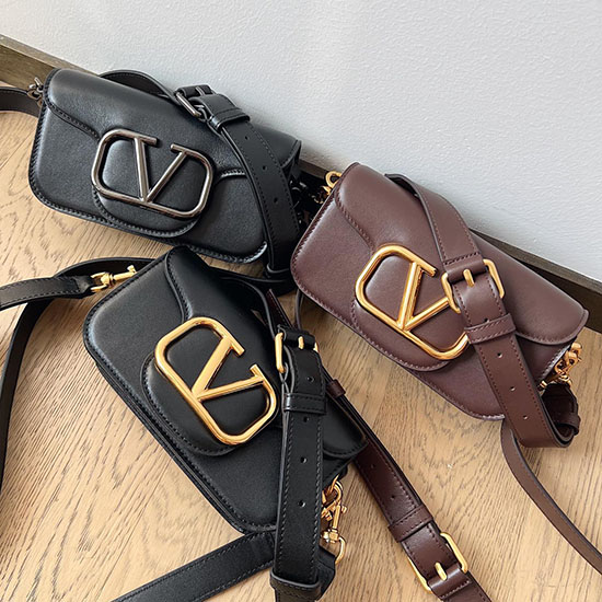 Valentino Garavani Vlogo Kožená Crossbody Kabelka V2030