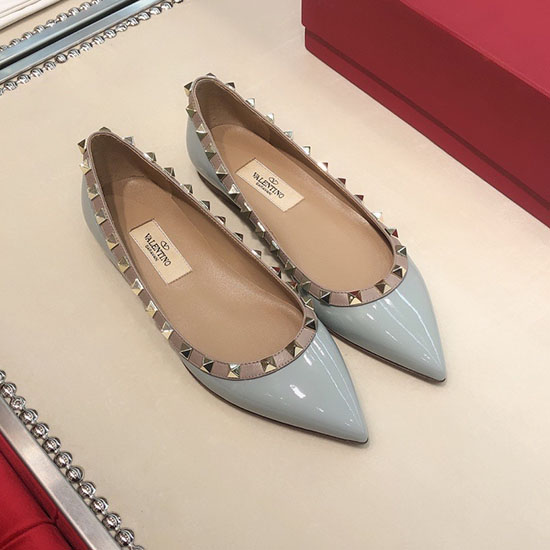 Valentino Patent Rockstud Balet Flat Blue Vs03084