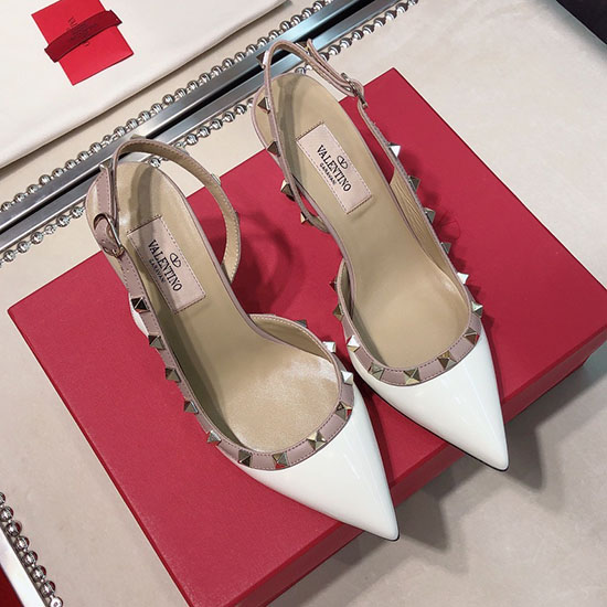 Valentino Patentová Slingback Pumpa Bílá Vs03086