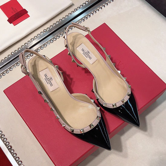 Valentino Patentová Slingback Pumpa černá Vs03085