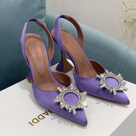 Amina Muaddi Satin Begum Slingback Pumps Ab08