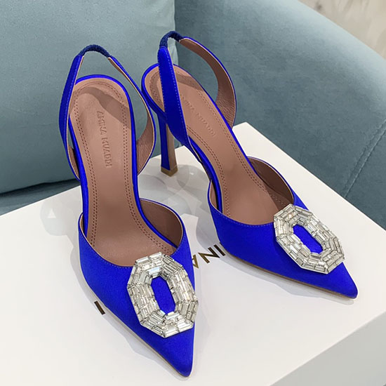 Amina Muaddi Satin Camelia Slingback Pumps Am03