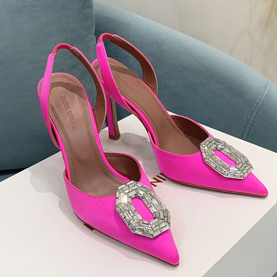 Amina Muaddi Satin Camelia Slingback Pumps Am15