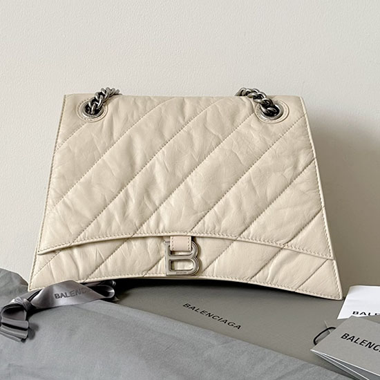 Balenciaga Crush Medium Quiltet Kædetaske Beige B716393