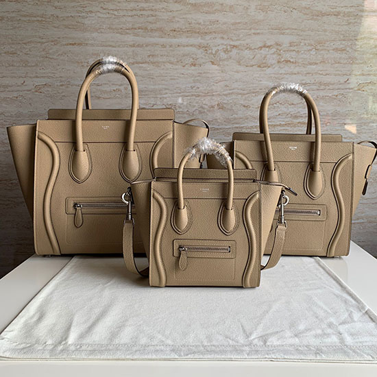 Celine Bagagetaske I Tromlet Kalveskind Beige Ce0805