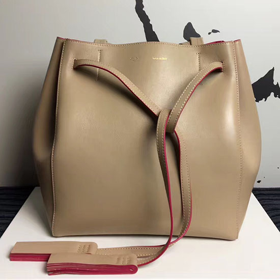 Celine Lille Cabas Fantom Med Kvaster I Beige Glat Kalveskind C130401