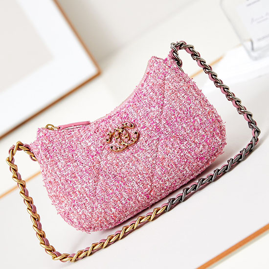 Chanel 19 Clutch Med Kæde Pink Ap3763