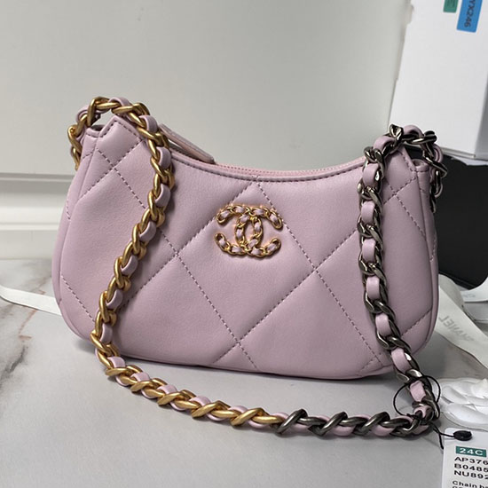 Chanel 19 Clutch Med Kæde Pink Ap3763