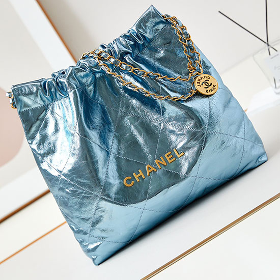 Chanel 22 Håndtaske As3261 Metallic Blå