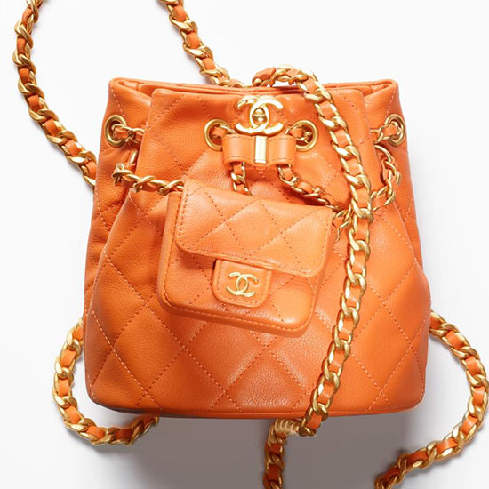 Chanel Kalveskind Lille Rygsæk Orange As3947