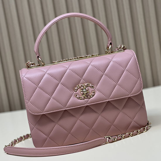 Chanel Klaptaske Med Tophåndtag Pink A92236