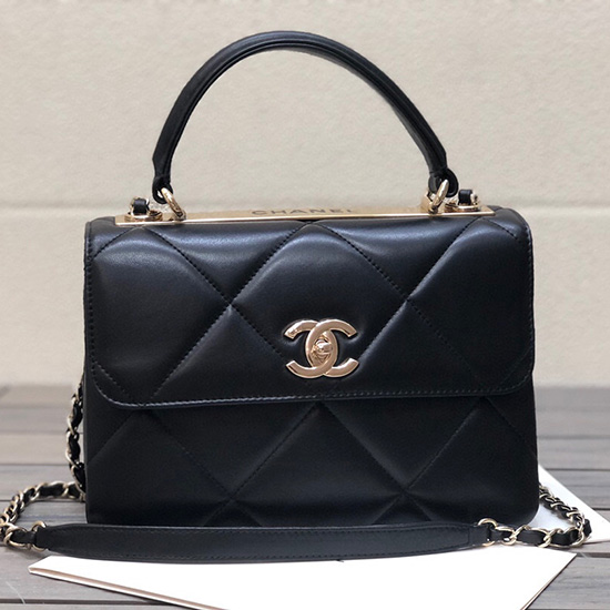 Chanel Lammeskind Lille Klaptaske Med Tophåndtag As922363