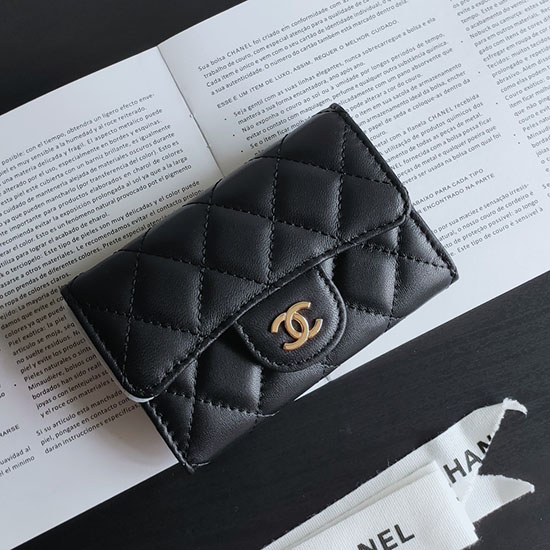 Chanel Lammeskind Lille Pung Sort Ap0214