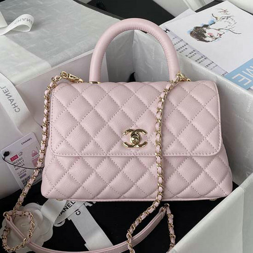 Chanel Lille Coco Håndtagstaske Hvid Pink A92990