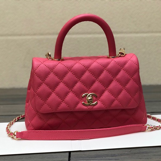 Chanel Lille Klaptaske Med Tophåndtag Rose A92990