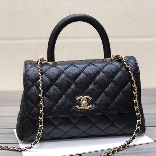 Chanel Lille Klaptaske Med Tophåndtag Sort A92990