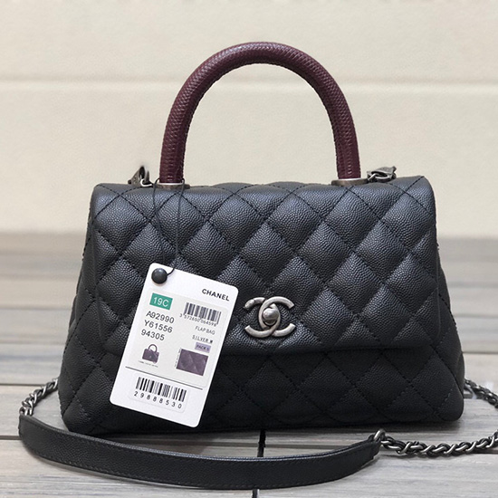 Chanel Lille Klaptaske Med Tophåndtag Sort A929901