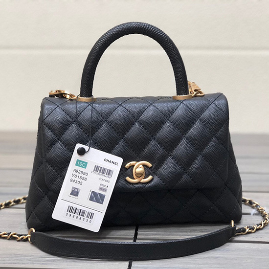 Chanel Lille Klaptaske Med Tophåndtag Sort A929902