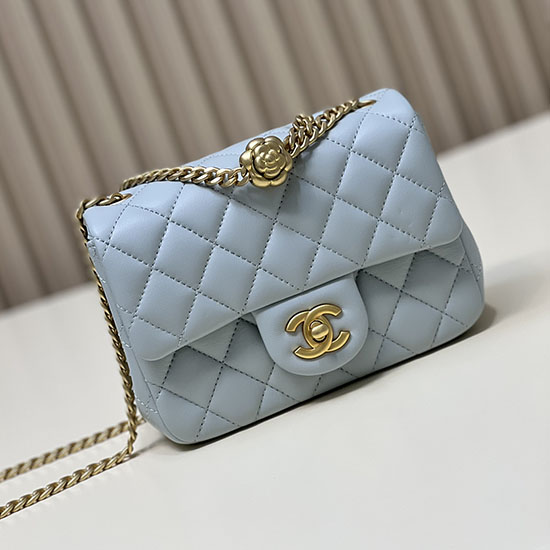 Chanel Mini Flap Taske Blå As4040