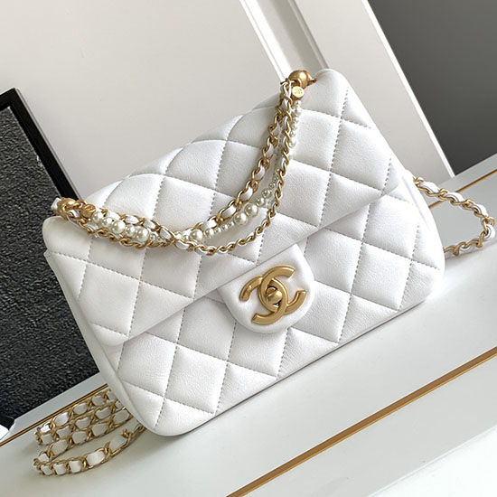 Chanel Mini Flap Taske Hvid As4384