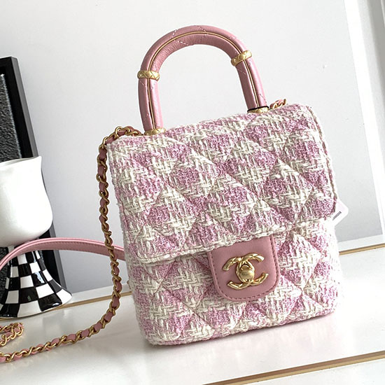 Chanel Mini Klaptaske Med Tophåndtag Pink As4035