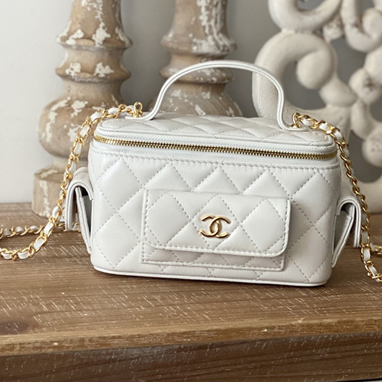 Chanel Mini Læder Skuldertaske Hvid Ap81231