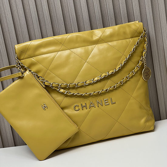 Chanel Skinnende Kalveskind Lille Håndtaske Gul As3260