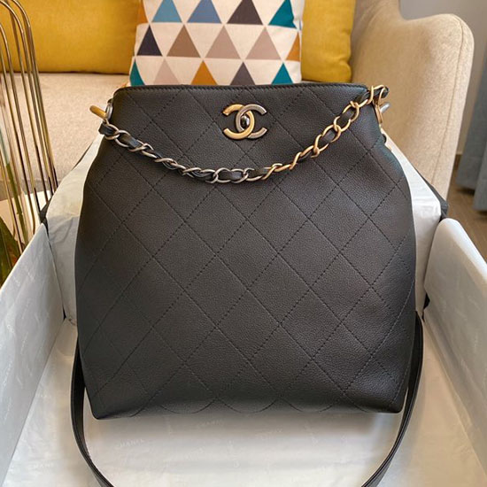 Chanel Skuldertaske I Kalveskind Sort As01460