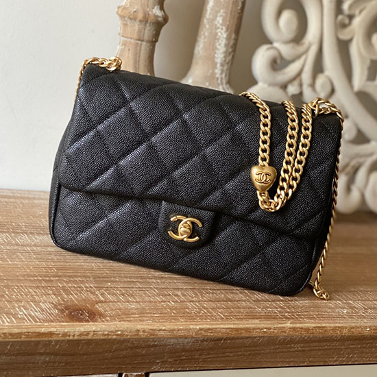 Chanel Skuldertaske Med Flap I Læder Sort As3921