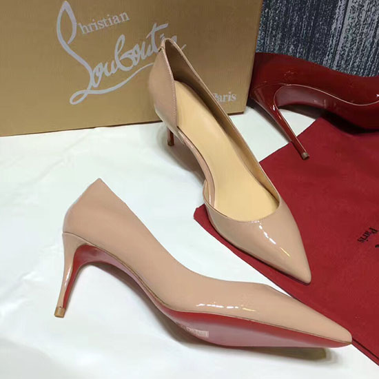 Christian Louboutin Patent Læder Pumpe Beige Cl007