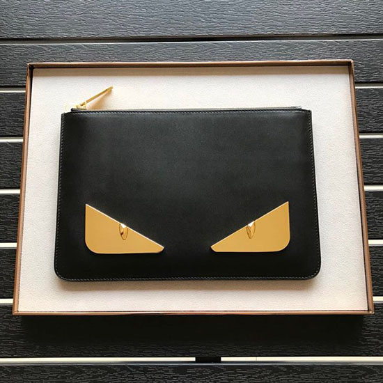 Fendi Clutch Taske I Kalveskind Sort F86711