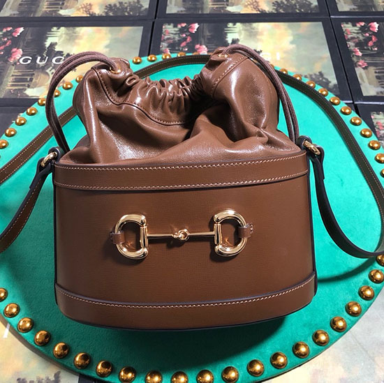 Gucci 1955 Horsebit Bucket Bag Brun 602118