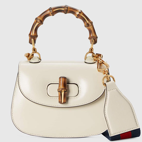 Gucci Bambus 1947 Mini Top Håndtag Taske Hvid 686864