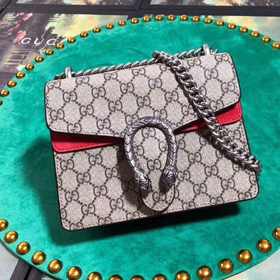 Gucci Dionysus Gg Supreme Mini Taske Rød 421970