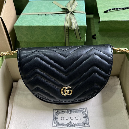 Gucci Gg Marmont Matelasse Kæde Mini Taske Sort 746431