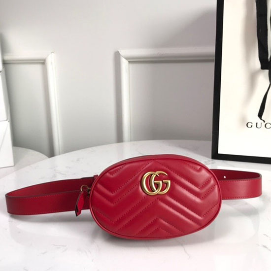 Gucci Gg Marmont Matelasse Læder Bæltetaske Rød 476434