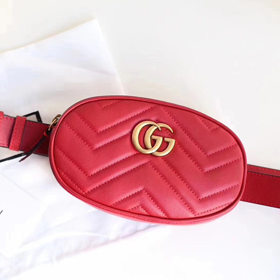 Gucci Gg Marmont Matelasse Læder Bæltetaske Rød 476434