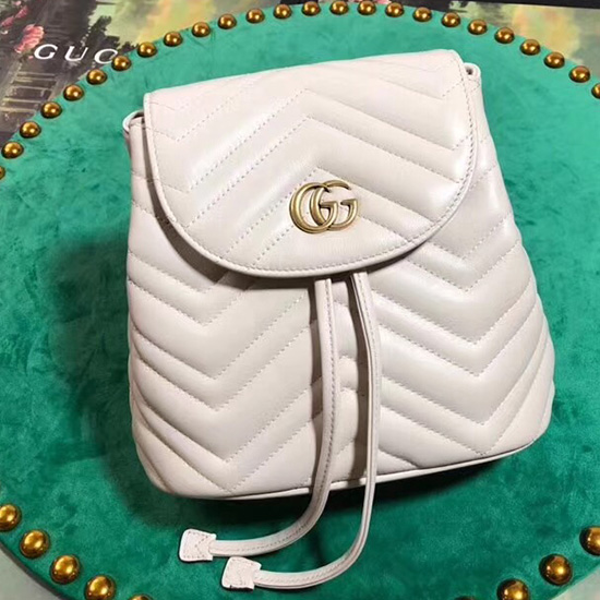 Gucci Gg Marmont Matelasse Rygsæk Hvid 528129