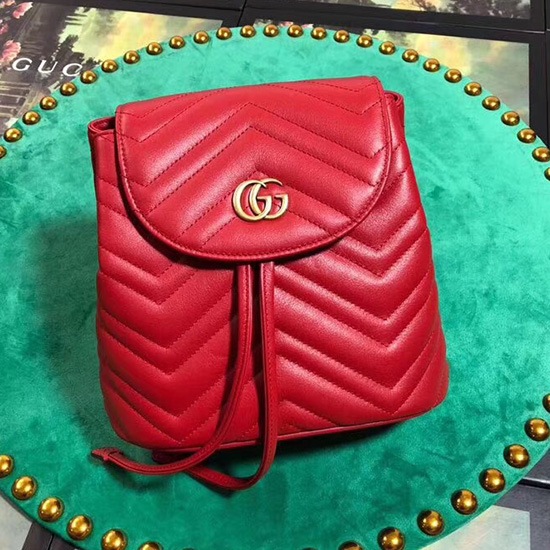 Gucci Gg Marmont Matelasse Rygsæk Rød 528129