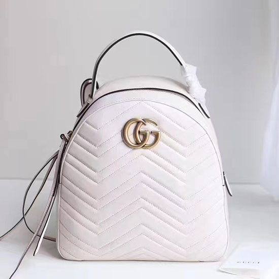 Gucci Gg Marmont Quiltet Læder Rygsæk Hvid 476671