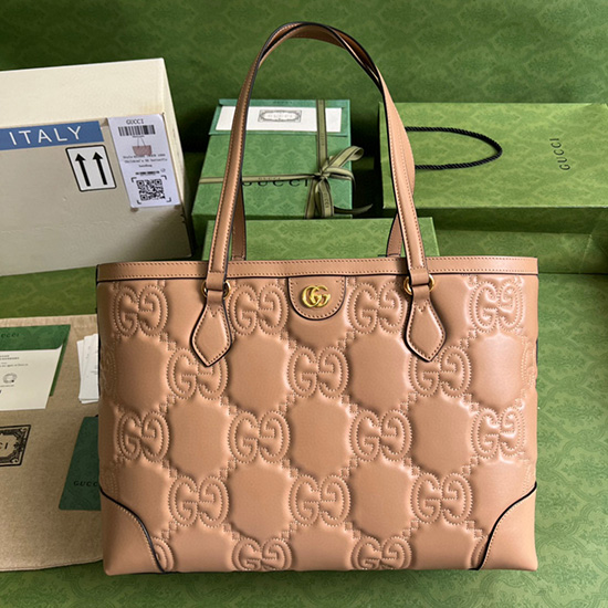 Gucci Gg Matelasse Læder Medium Tote Pink 631685