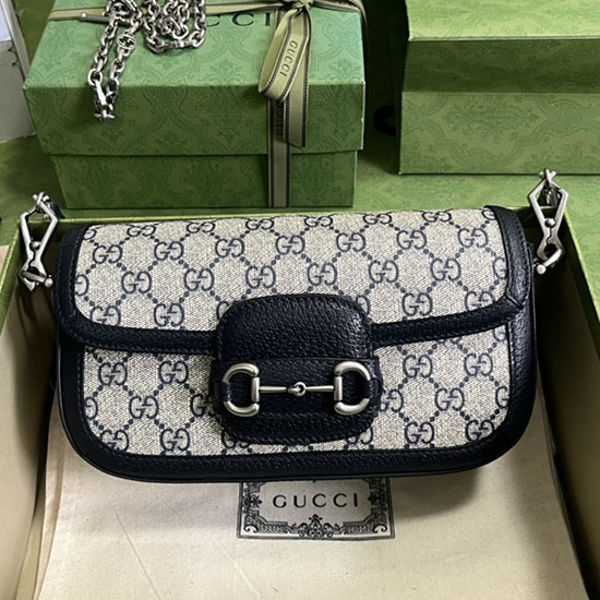 Gucci Horsebit 1955 Gg Supreme Skuldertaske Sort 735178