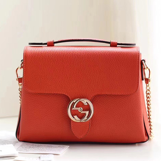 Gucci Interlocking Gg Læder Crossbody Taske Orange 510302