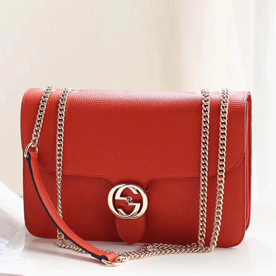 Gucci Interlocking Gg Læder Crossbody Taske Orange 510303