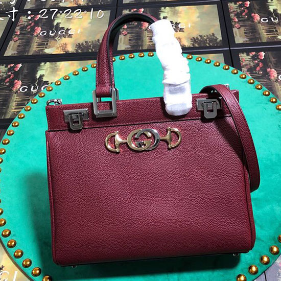 Gucci Kornet Læder Taske Med Lille Tophåndtag Bordeaux 569712