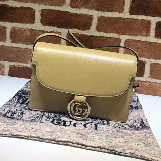 Gucci Lille Skuldertaske I Læder Beige 589474